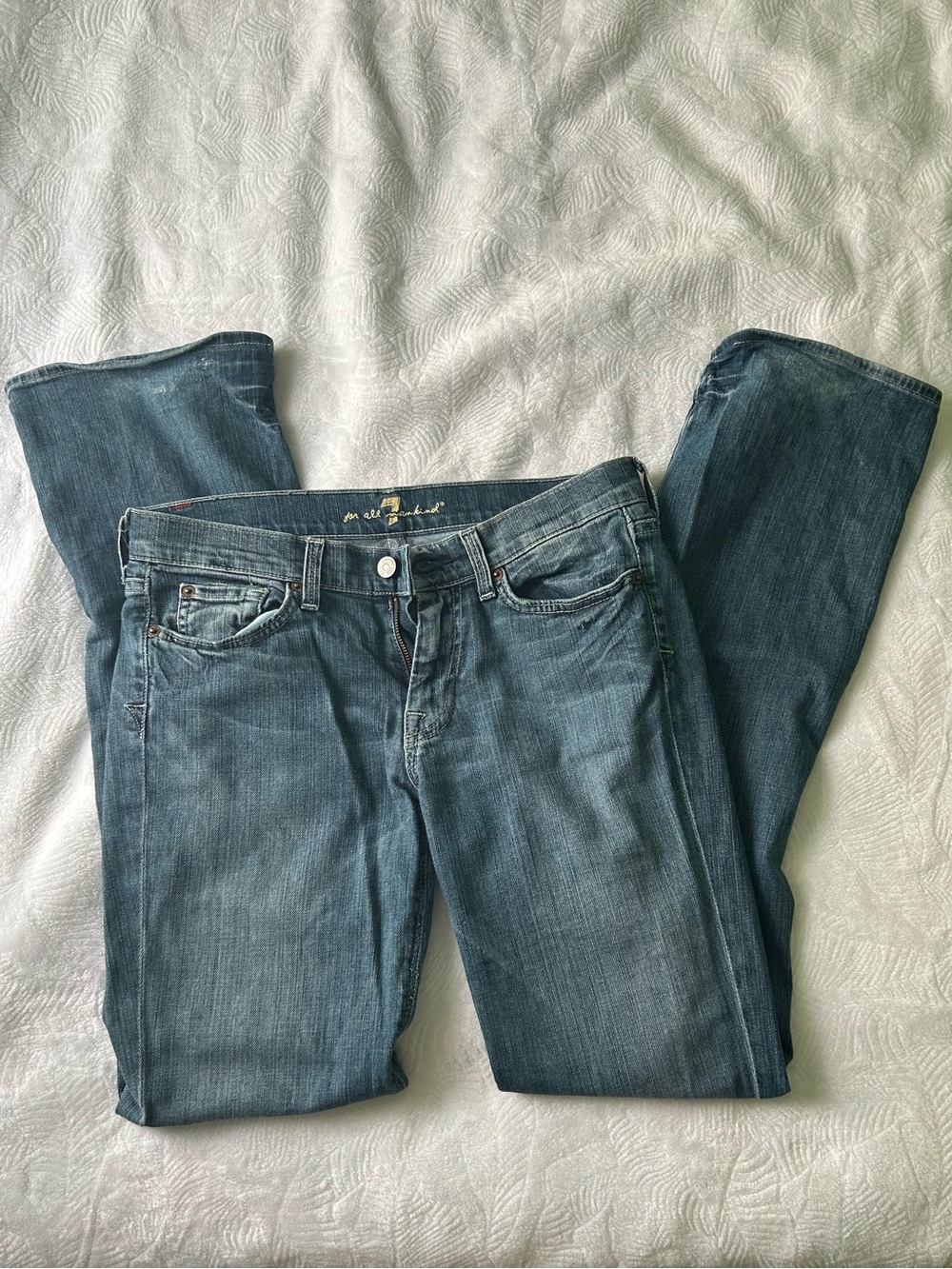 Low rise Light-Mid Blue Straight Leg Women’s Jeans- 7 for all mankind - Picture 2 of 4
